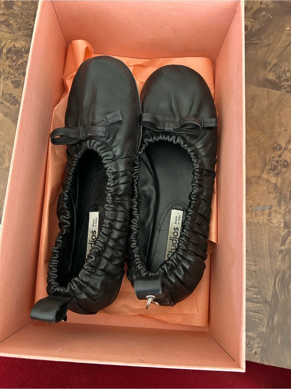 Acne Studios Black Leather Ballet Flats